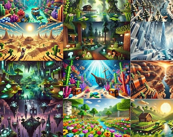 50+ Stunning Minecraft-Inspired PNG Backgrounds | Digital Download for Gaming & Decor