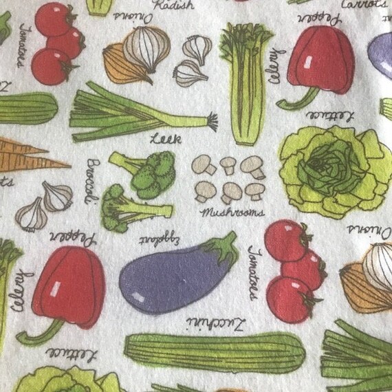 Flannel Fabric by the Yard Vegetables Print Etsy Hong Kong