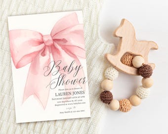 Canva DIY Baby Shower Baby Girl Baby Shower/All Purpose Invitation Template, Mobile Phone Text Party Electronic Email SMS Evite, EDTE