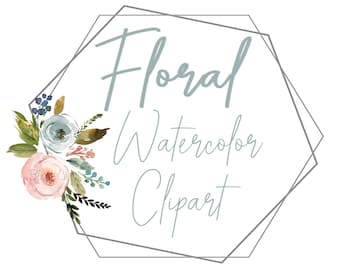 Watercolor Floral Simple Geometric Hexagon Frame Transparent Clipart Image-Pink Rose Flowers -PNG Digital Download BlankGraphic Logo Design