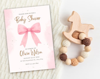Canva DIY Baby Shower Baby Girl Baby Shower/All Purpose Invitation Template, Mobile Phone Text Party Electronic Email SMS Evite, EDTE