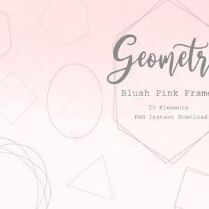 Simple Blush Pink Geometric Frames Clipart-Frame Overlays Design Elements-Polygonal Frames Graphics-Overlapping Shapes Cricut Labels PNG
