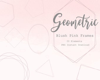 Simple Blush Pink Geometric Frames Clipart-Frame Overlays Design Elements-Polygonal Frames Graphics-Overlapping Shapes Cricut Labels PNG