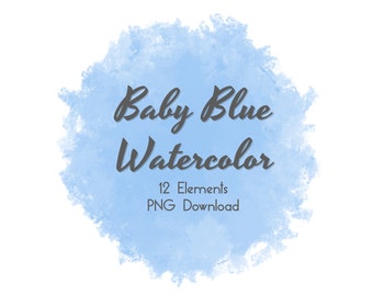 Baby Blue Watercolor Swashes Texture Elements Digital Blobs Splash Clipart Splothes Instant Download Stroke Blob Swatches