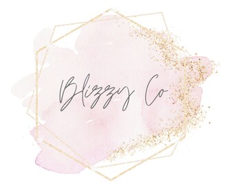 Gold Glitter Hexagon Frame Clipart | Pink Watercolor (PNG & JPG)