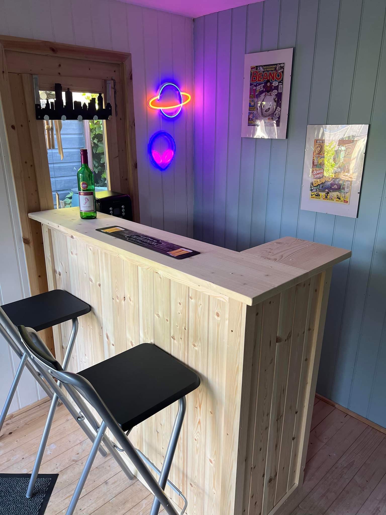 Wooden L-shape Home Bar With Optics: Man Cave, Gin, Cocktail Bar