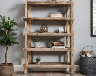 Handcrafted Reclaimed Wood Bookcase - Shelving Unit, Rustic and Eco-Friendly Home Decor