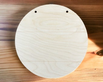 13" Door Hanger Blank, Wood Circle, Two Holes, Baltic Birch Round, DIY Craft, Paint Stripe Outline, unfinished or stained