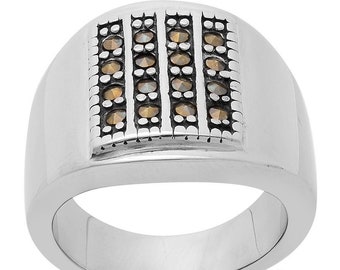 Swiss Marcasite Ring in Stainless Steel (Size 6)