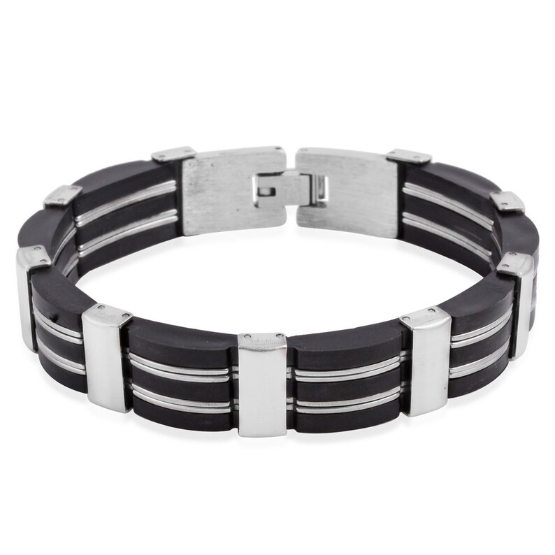 Black Rubber Stainless Steel Bracelet