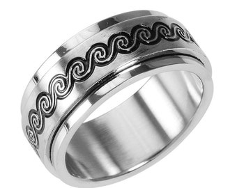 Stainless Steel Spinner Band Ring (Size 7)