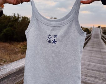 light gray beach essentials tank