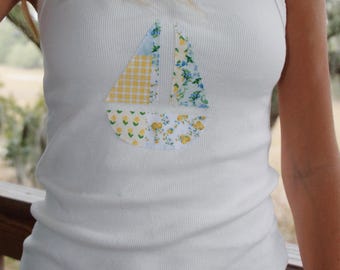 cream patchwork sailboat tank