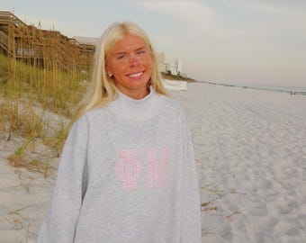 Custom Sorority Gingham Lettered Mockneck Sweatshirt
