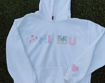 patchwork hoodie custom with heart on back