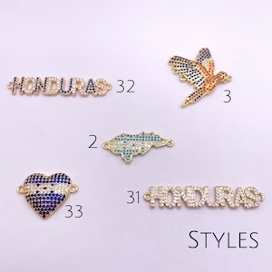 Honduras Charms in Goldfilled with Zircones Honduras Bracelet Connectors Honduras Map Charm Macao Charm Honduran Jewelry Honduras Jewelry image 3