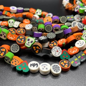 Halloween Polymer clay Perlen Kürbis Polymer Clay Kürbis Polymer Clay Perlen DIY Halloween Schmuck Handmade 40 Stück String