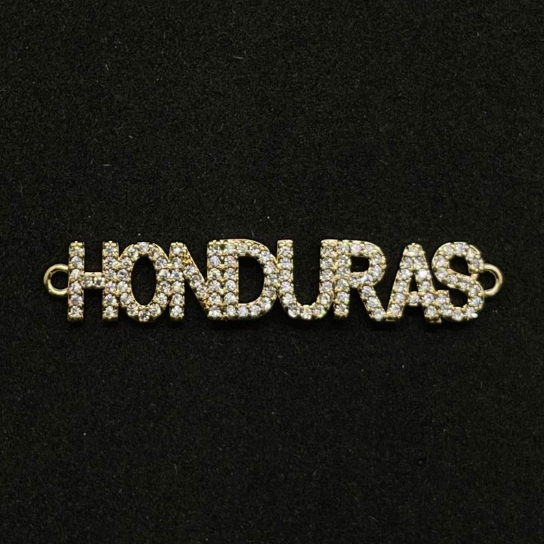 Honduras Charms in Goldfilled with Zircones Honduras Bracelet Connectors Honduras Map Charm Macao Charm Honduran Jewelry Honduras Jewelry image 5