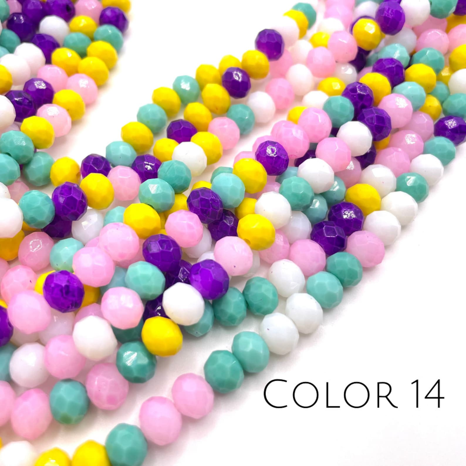 Rainbow Crystal Rondelle Beads, Multicolor Jewelry Making, 4-8mm Strand ...