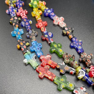 Ceramic Flower Cross Beads Ceramic Cross Beads Religious Jewelry Religious Handmade Jewelry Murina Cross Handmade Jewelry Material