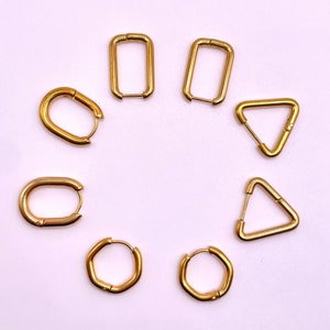Shaped Huggies Stainless Steel Huggies Stainless Steel Shaped Hoops Rectangular Hoops Oval Hoops Cheap Waterproof Jewelry Waterproof Huggies