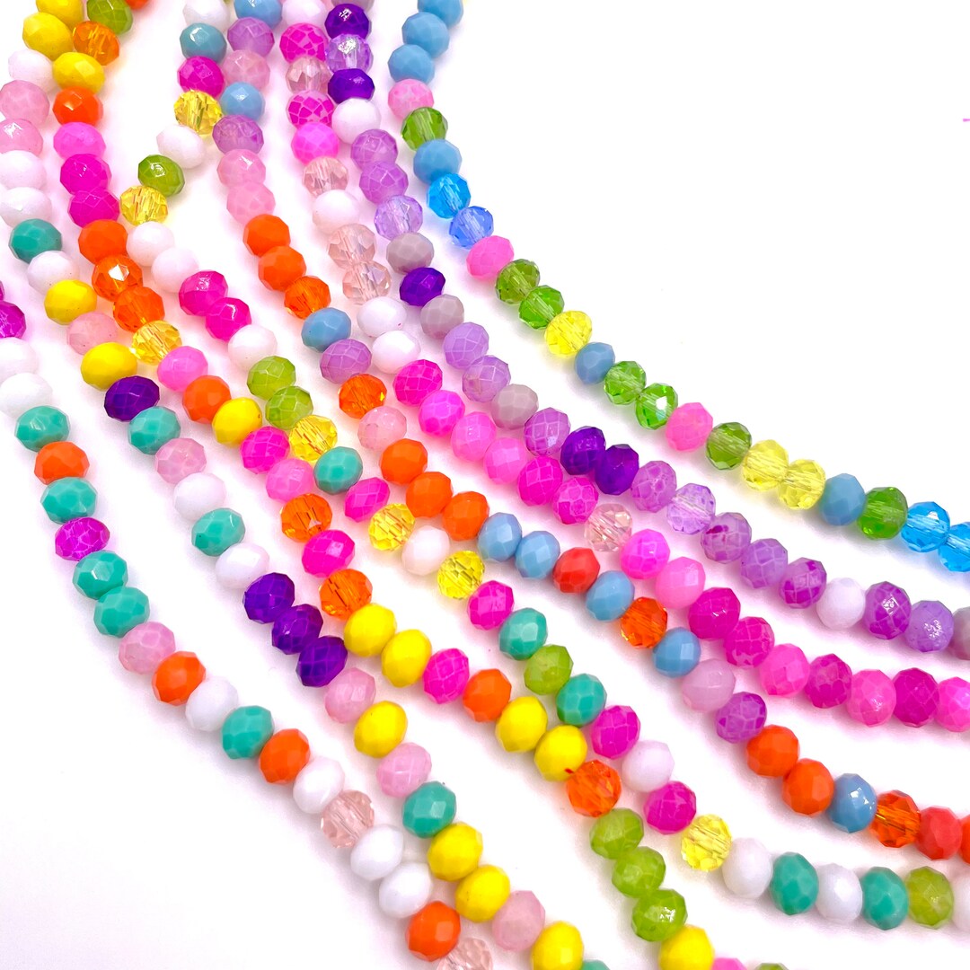Rainbow Crystal Rondelle Beads, Multicolor Jewelry Making, 4-8mm Strand ...