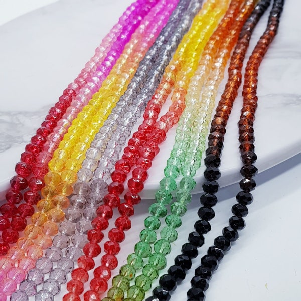 Solid Colors Ombre Crystal Rondelle Shape Multicolor Different Size 4mm 6mm 8mm Black Glass Beads Black Crystal Rondelle Beads