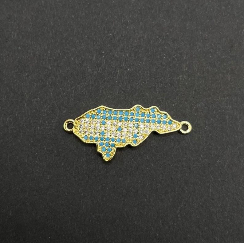 Honduras Charms in Goldfilled with Zircones Honduras Bracelet Connectors Honduras Map Charm Macao Charm Honduran Jewelry Honduras Jewelry image 7