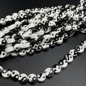 8mm ying yang beads ying yang ceramic beads spiritual jewelry summer jewelry black & white jewelry handmade jewelry material