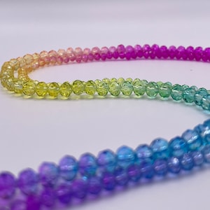 Rainbow Crystal Rondelle Shape Multicolor Different Size 4mm 6mm Blue Green Yellow Purple Fushia