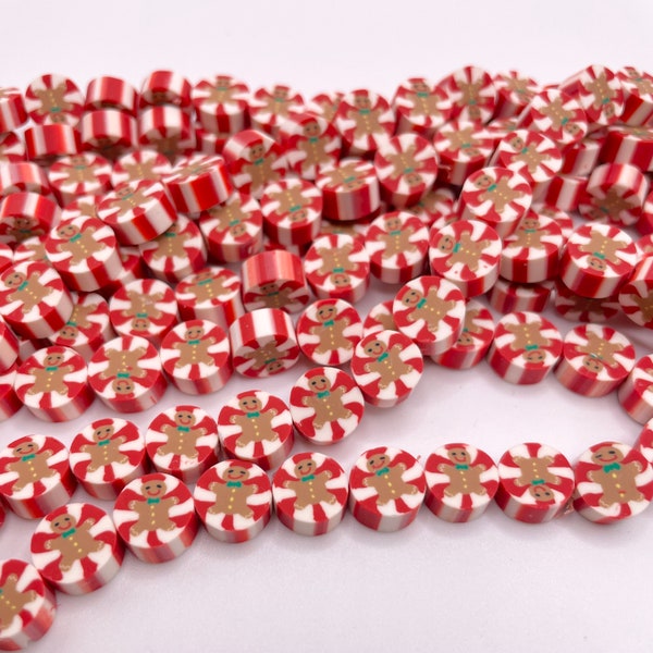 Chritsmas Polymer Clay Beads 9mm Christmas Cookie Earrings Fimo Christmas Beads Beads for Jewelry Making Chirtsmas Handmade Jewelery