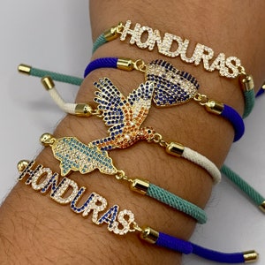 Honduras Charms in Goldfilled with Zircones Honduras Bracelet Connectors Honduras Map Charm Macao Charm Honduran Jewelry Honduras Jewelry image 1