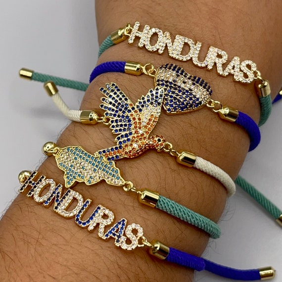 Honduras Charms in Goldfilled with Zircones Honduras Bracelet Connectors Honduras Map Charm Macao Charm  Honduran Jewelry Honduras Jewelry