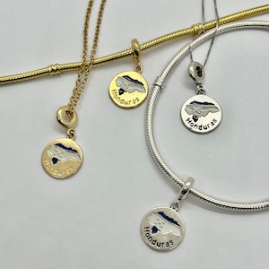 &quot;Versilberte Honduras &quot;&quot;Pandora&quot;&quot; Charms Silber und Gold Honduras Flagge Halskette und Armband Honduras Anhänger Honduras Schmuck Silber gefüllt.&quot;