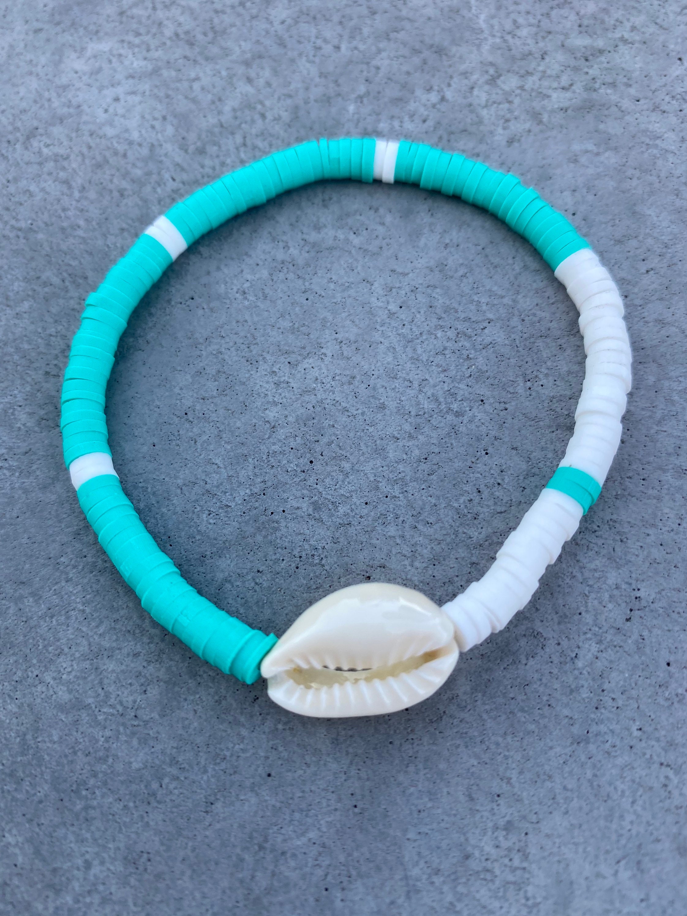 3 Beaded Blue/yellow Bracelets Clay, Heishi & Semi Precious Beads STRETCHY  water Proof 