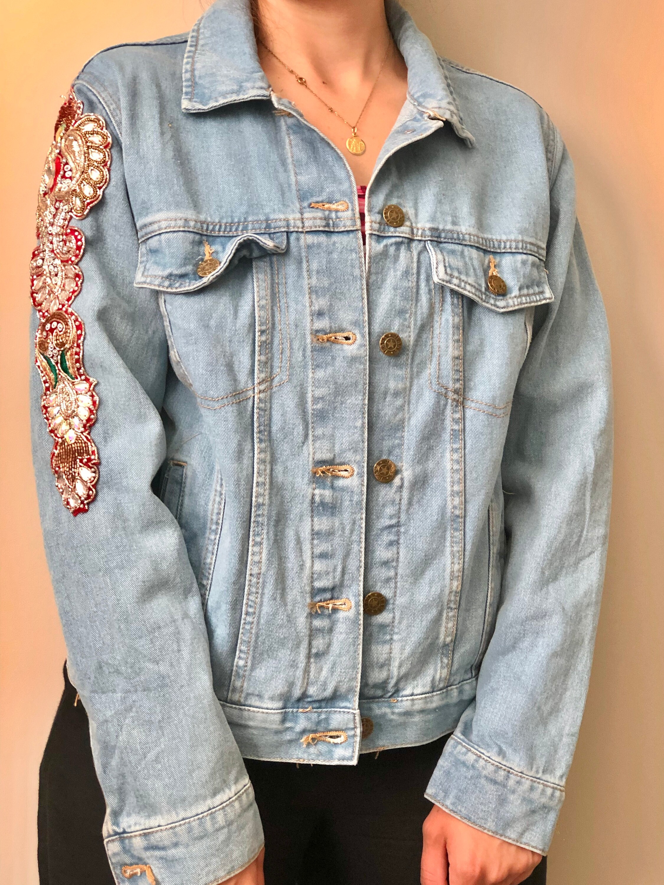 Jacket Back Design Size Denim Jacket - Back Stunning Embroidery - Etsy