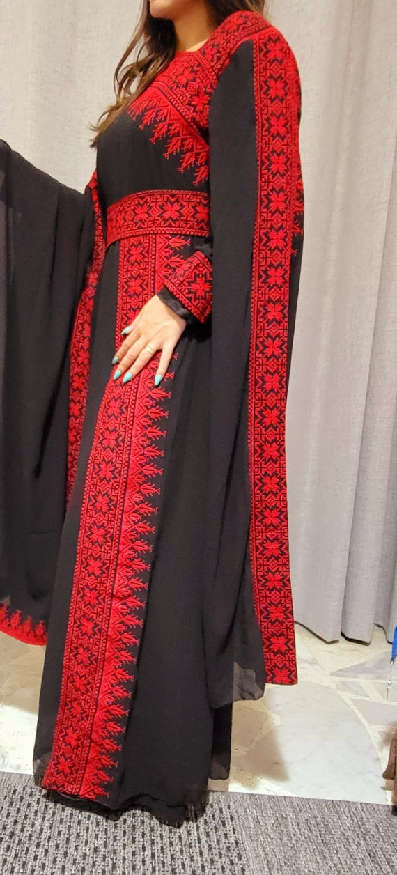Palestinian Embroidery Red/Black Dress
