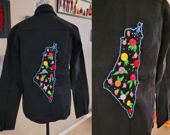 Palestinian Embroidery Denim buttoned jacket
