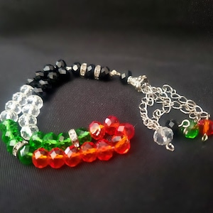 Palestine Flag color Tesbih Crystal Beads مسبحه كرستال ملونة بعلم فلسطين