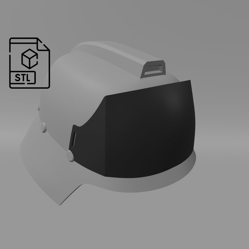 May include: A white firefighter helmet with a black visor. The helmet has a small black handle on the top.