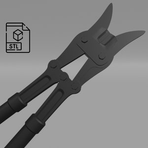 Puede incluir: Un cortapernos de metal negro con un mango largo y un borde de corte afilado. La herramienta est&aacute; dise&ntilde;ada para cortar pernos y cadenas de metal.