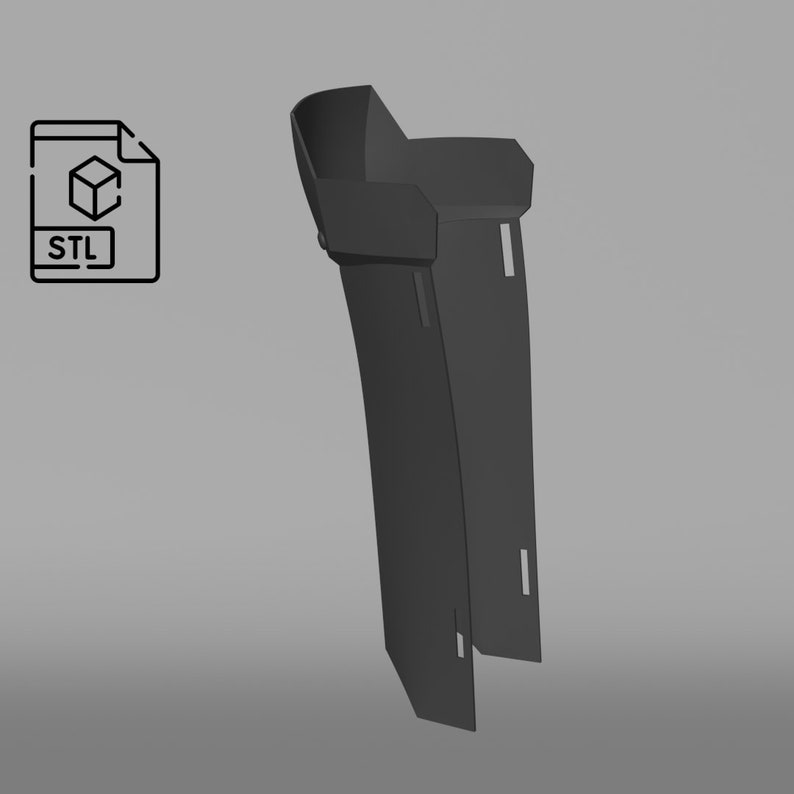 May include: A 3D printable model of a black plastic part, designed for a 3D printer. The STL file format is commonly used for 3D printing.
