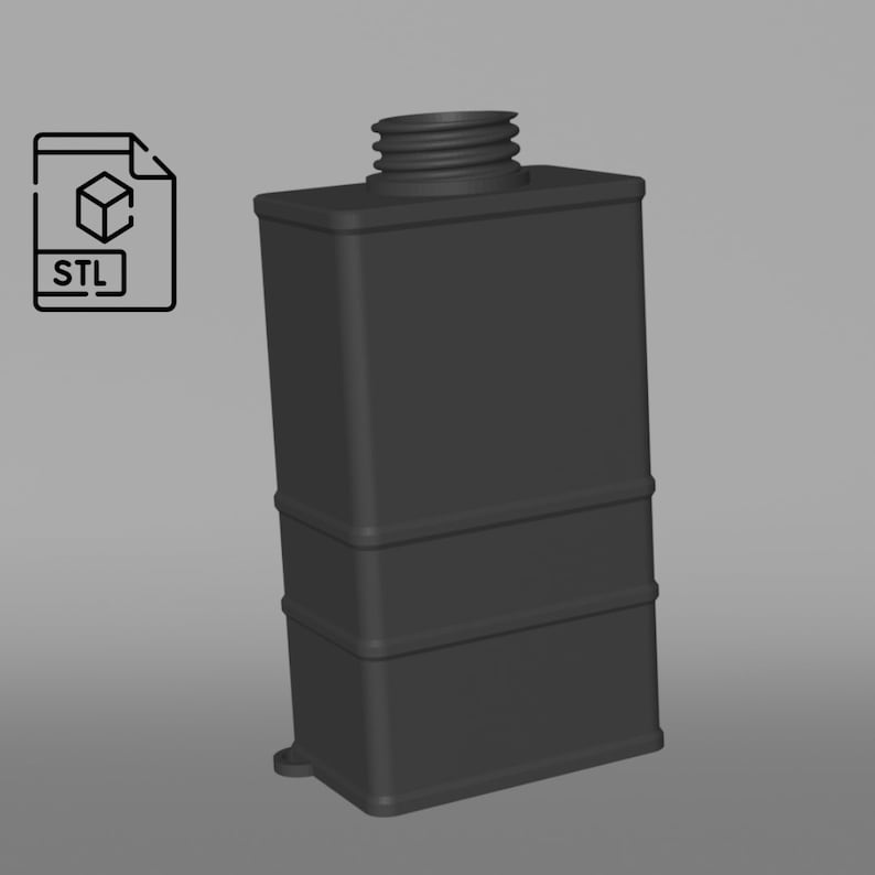 May include: A black plastic container with a threaded opening on top. The container is made up of three stacked sections.