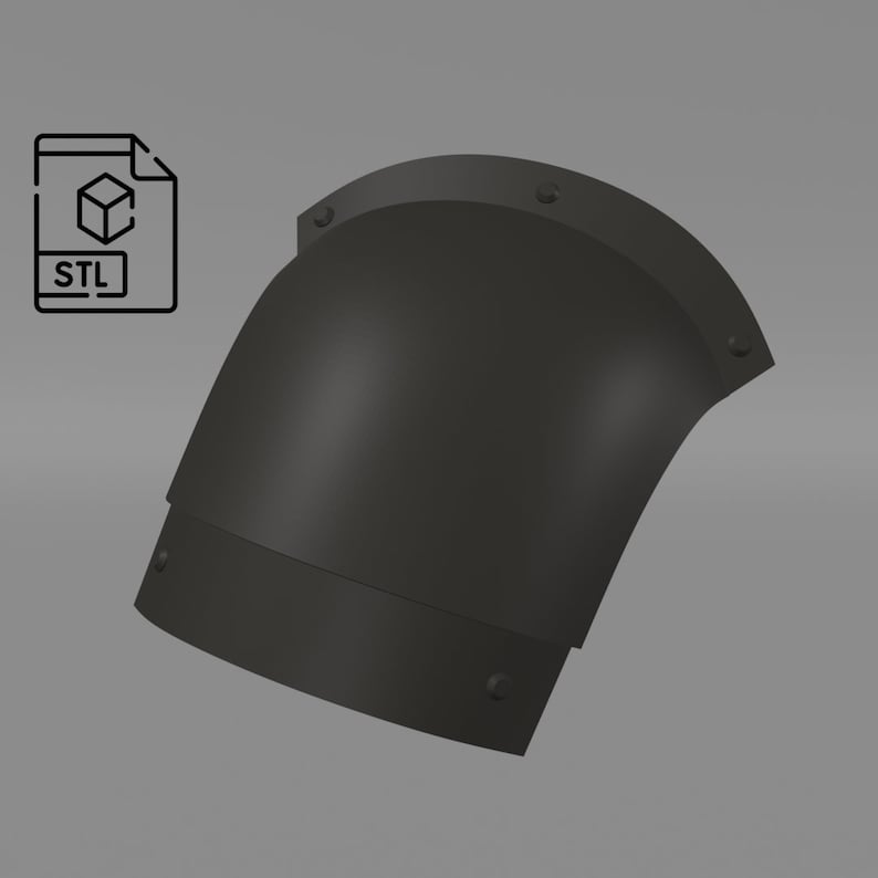 以下が含まれることがあります： コスプレやコスチュームデザイン用の黒い肘パッドの3Dプリントモデル。STLファイルはダウンロードできます。