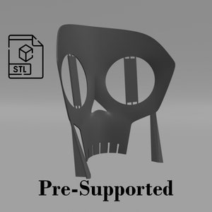K&ouml;nnte beinhalten: Ein 3D-druckbares Modell eines skullf&ouml;rmigen Stuhls, vorab unterst&uuml;tzt f&uuml;r den 3D-Druck. Die STL-Datei ist enthalten.