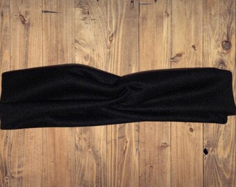 Black Headband | Black Knotted Headband | Black Twisted Headband | Black Yoga Headband