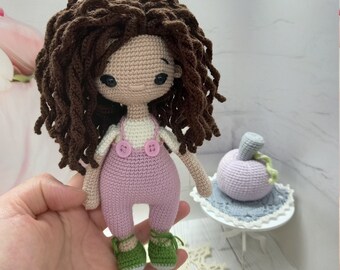 Pink crochet doll , Cute crochet gift for girl , Funny toy