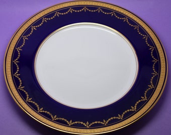 Royal Worcester Cobalt Blue Border Gold Patterned Plate Vintage England