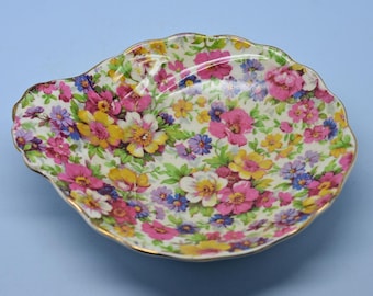 James Kent 'Du Barry' Flower Chint Small Shell Shaped Dish, Vintage, England