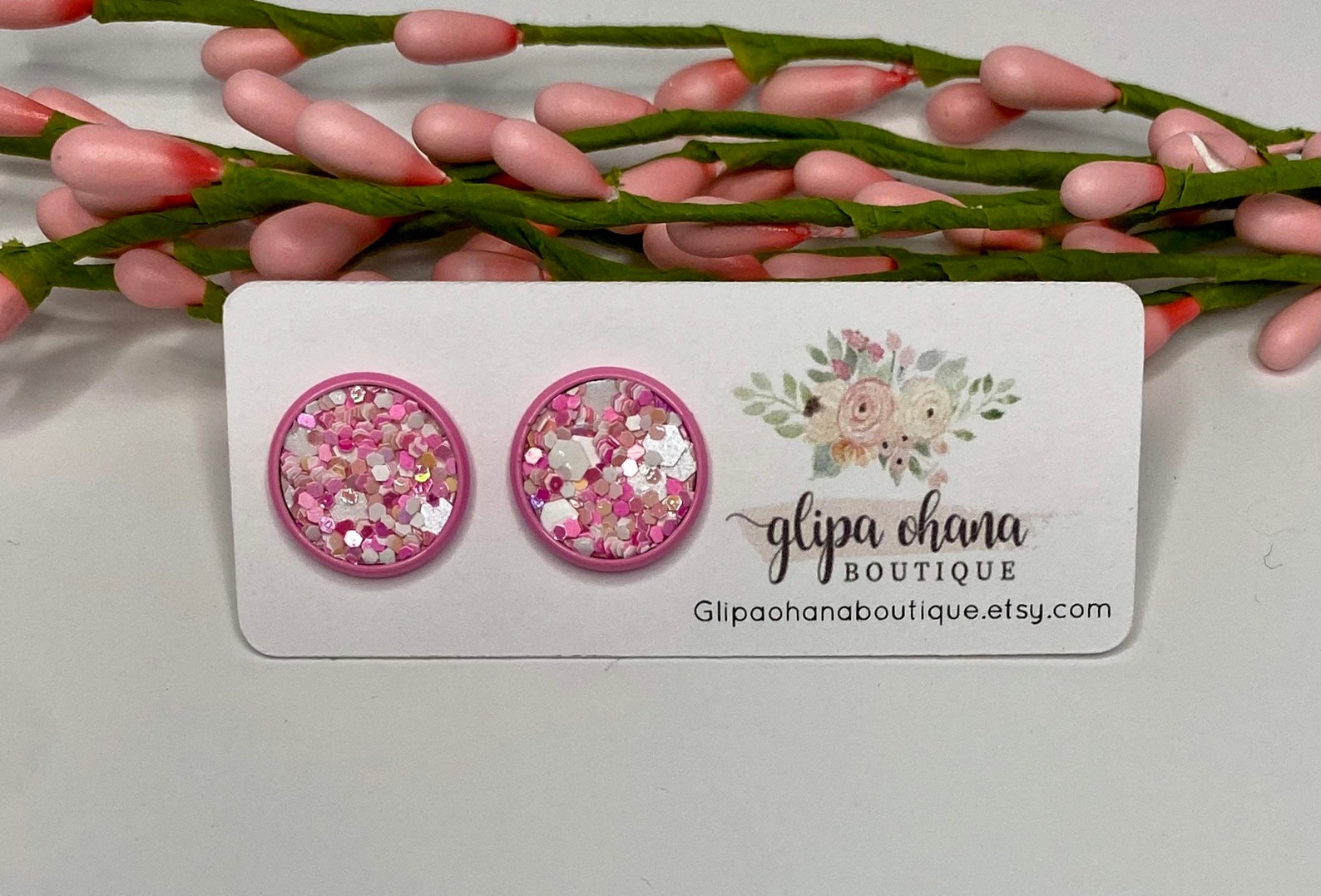 Valentine's Day Earrings Glitter Stud Earrings 12mm | Etsy